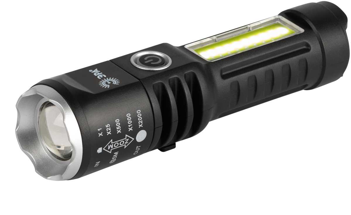 фото светодиодный фонарь эра ua-403 универсальный аккумуляторный 5 вт led + 3 вт cob оптический zoom 4 режима usb type c б0069805 | 220svet.ru