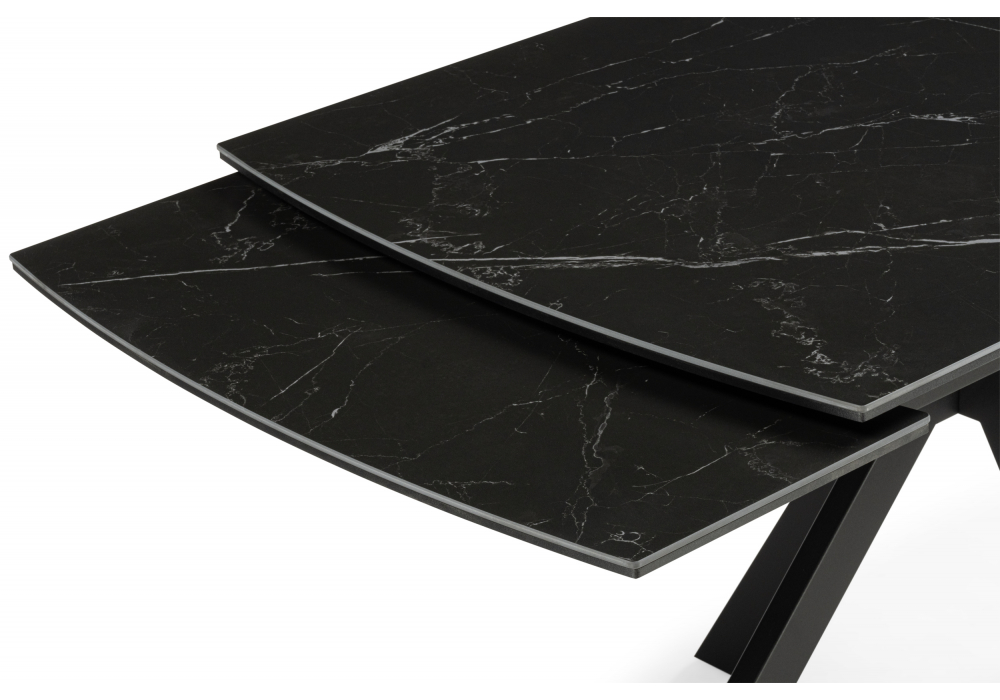 фото керамический стол раскладной woodville катчел-2 120(180)x80 черный 632673 | 220svet.ru