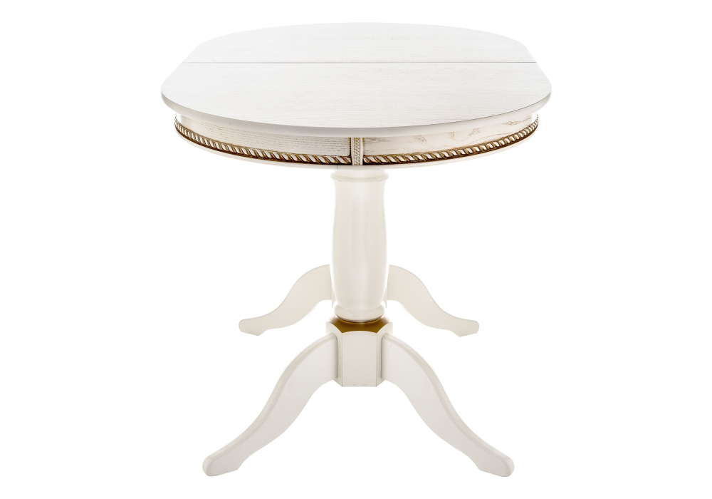 фото стол деревянный раскладной woodville кантри молочный / золотая патина 615194 | 220svet.ru