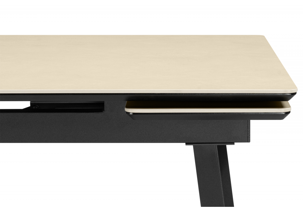 фото керамический стол раздвижной woodville норман 120(180)х80 okara light yellow / черный 664955 | 220svet.ru