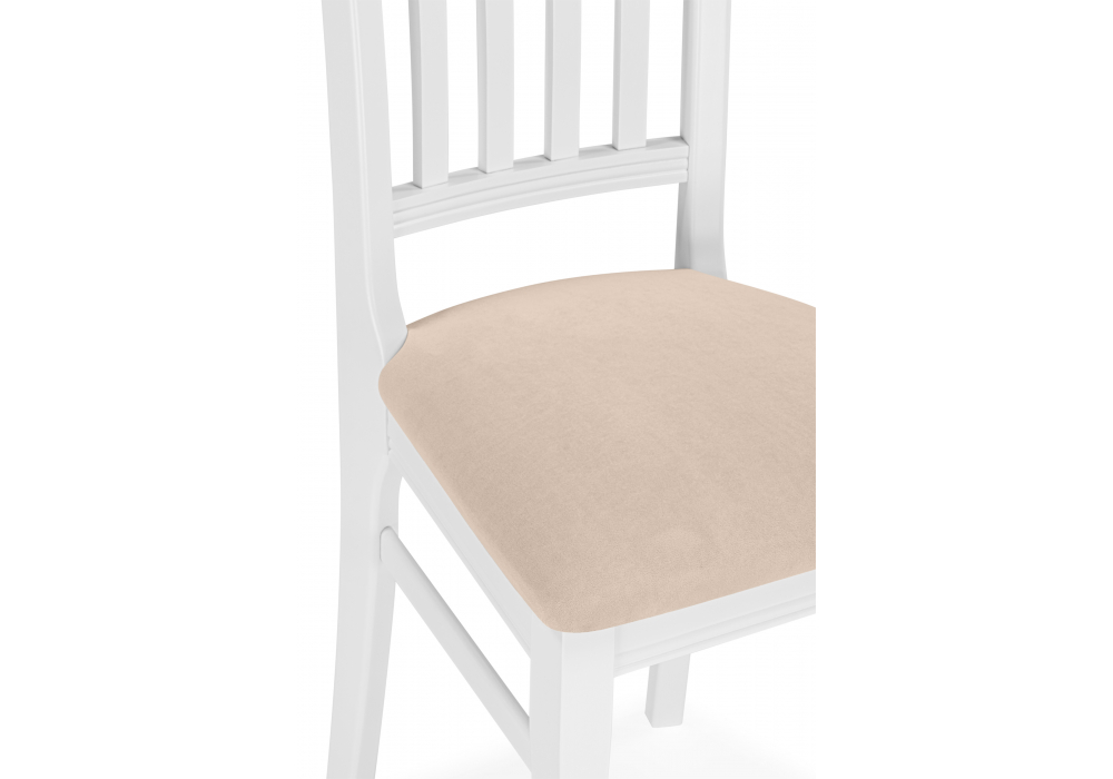 фото стул деревянный woodville фрезино с проножкой бежевый велюр / белый 665436 | 220svet.ru