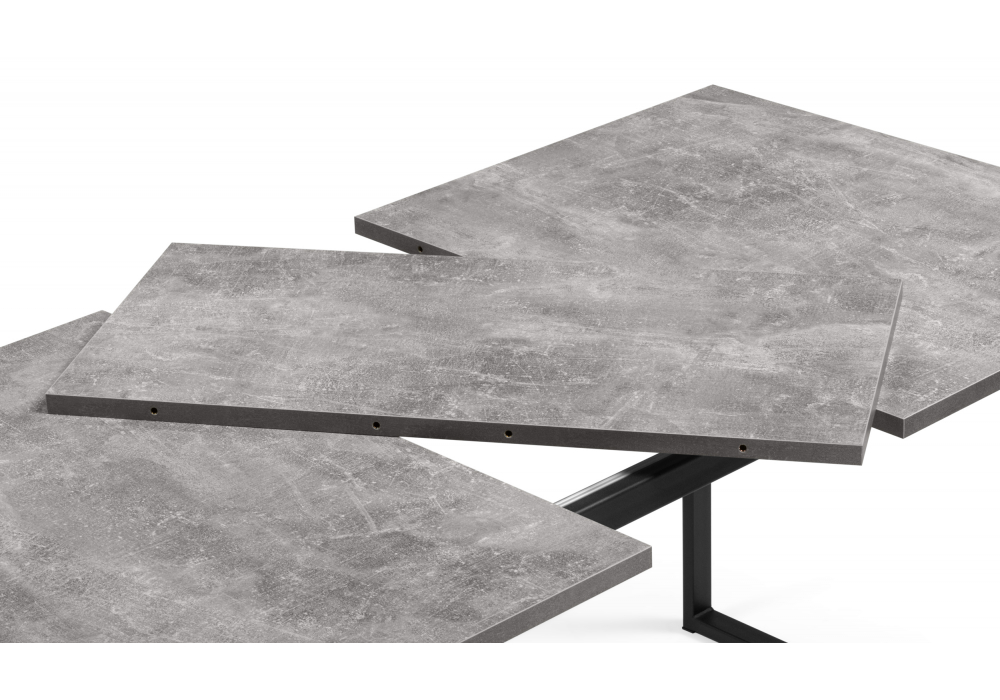 фото стол деревянный раскладной woodville лиман 120 (160)x80 бетон светлый / черный матовый 619212 | 220svet.ru