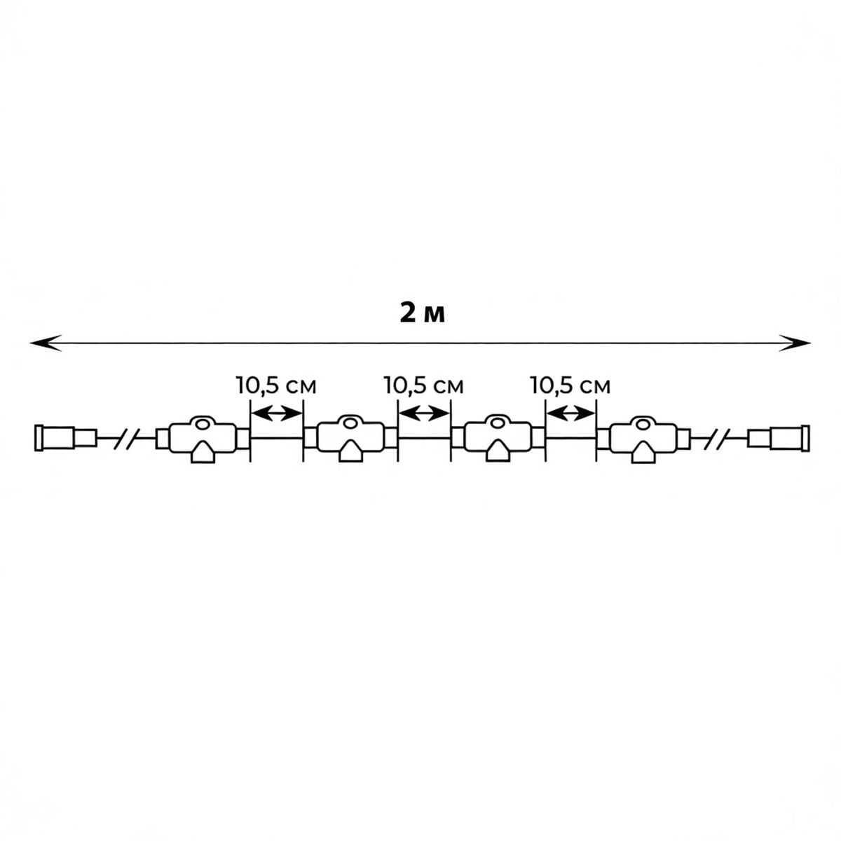 фото провод-шина для гирлянд uniel ucx-f90 t20/2m/bk ul-00013217 | 220svet.ru