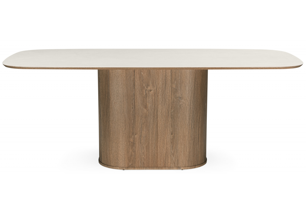 фото керамический стол woodville эллипсо 200х90 light grey / дуб американский 664912 | 220svet.ru