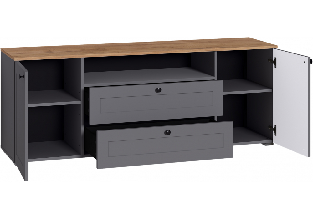 фото тв-тумба woodville опра серый графит / дуб золотой craft 676803 | 220svet.ru