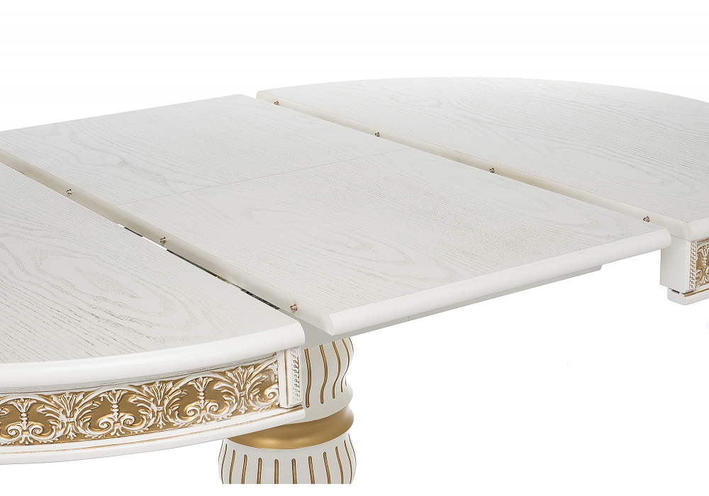 фото стол деревянный раскладной woodville лорд молочный / золотая патина 615199 | 220svet.ru