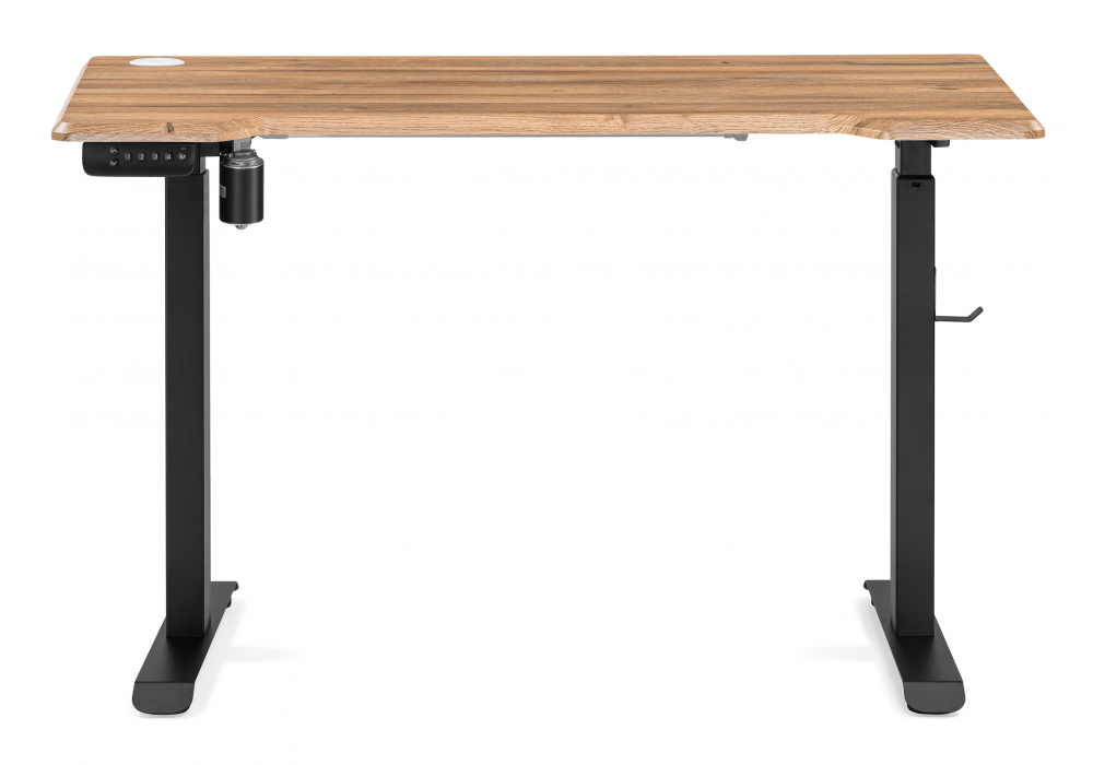 фото компьютерный стол woodville маркос с механизмом подъема дуб вотан / черный 578403 | 220svet.ru