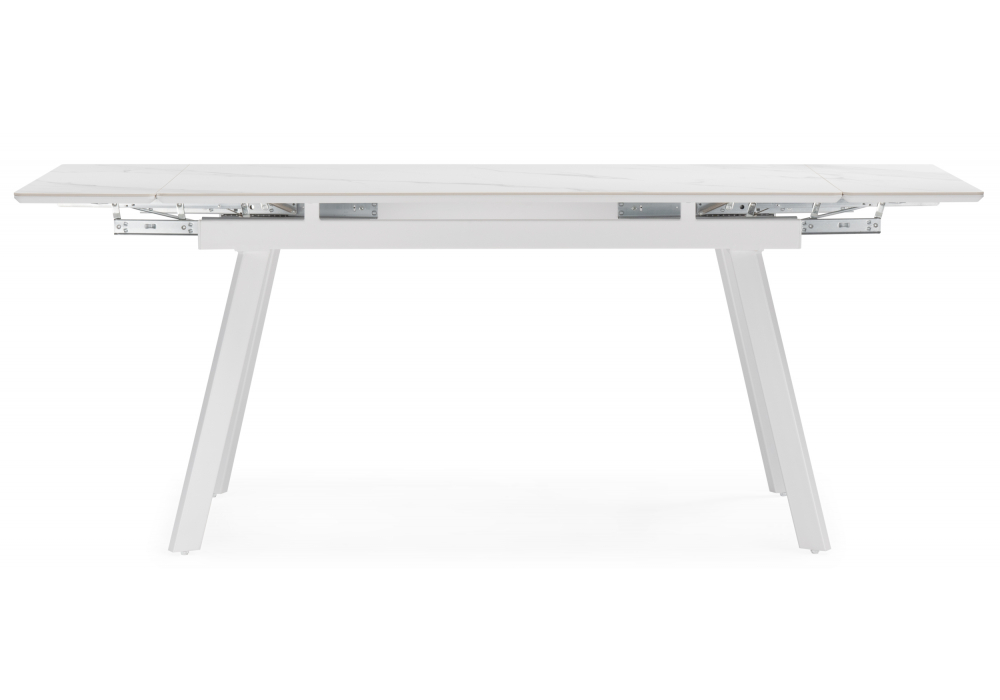 фото керамический стол раскладной 140(200)х80 woodville норман мрамор alpin белый 617085 | 220svet.ru