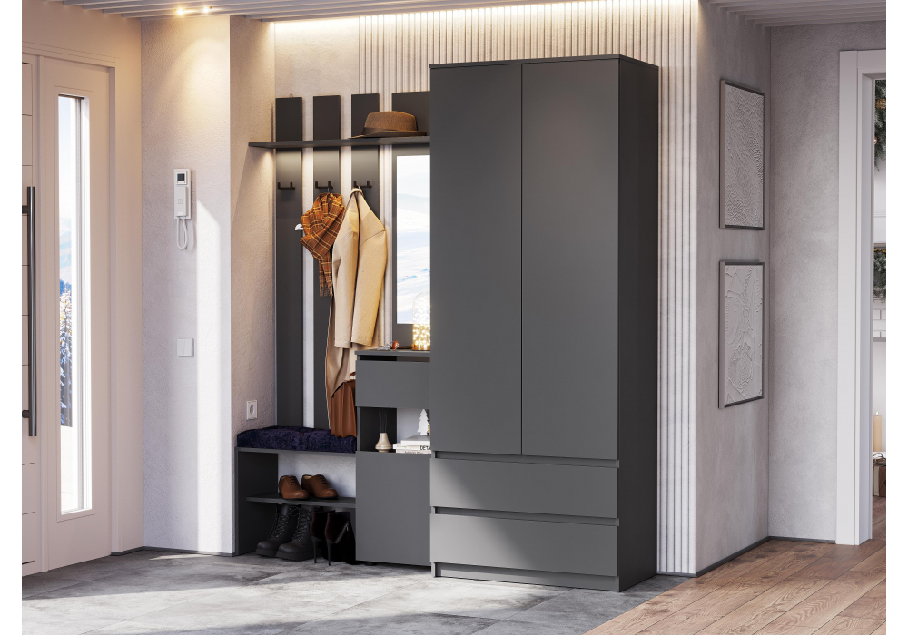 фото прихожая woodville сибити графит серый 582748 | 220svet.ru