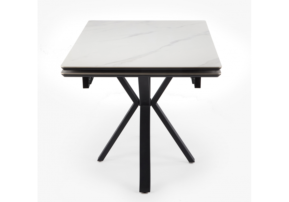 фото керамический стол раскладной 140(200)х80 woodville старлайт snow alpin white / черный 622891 | 220svet.ru