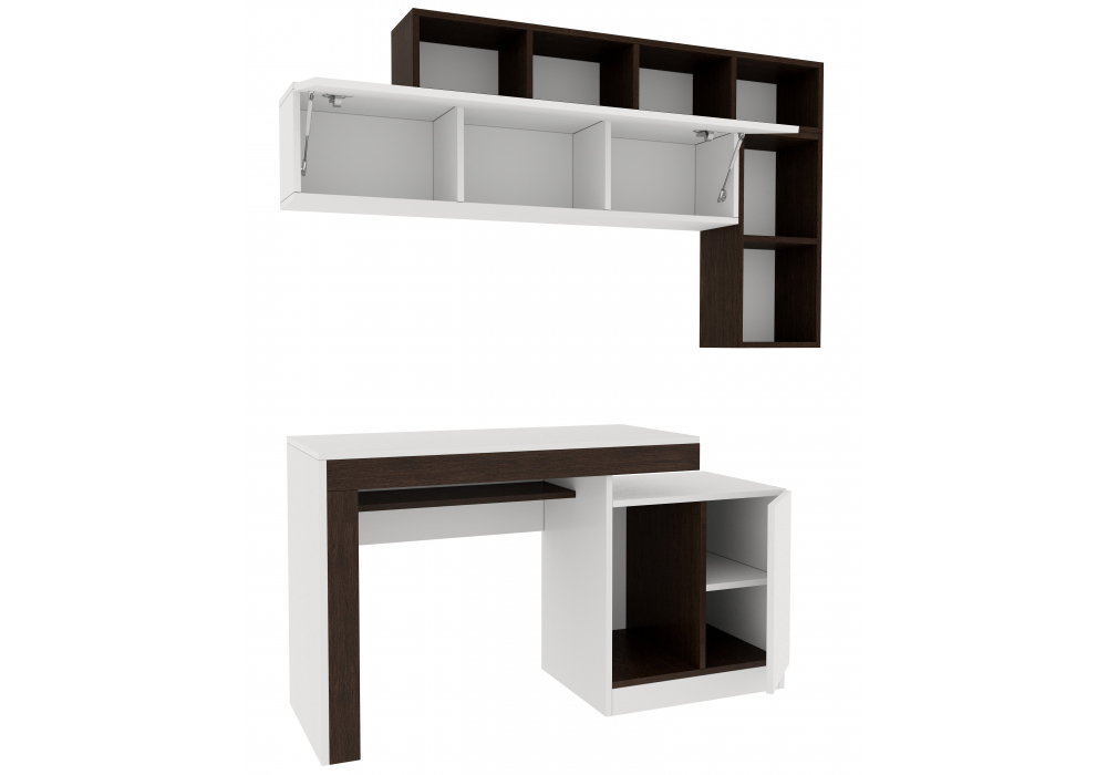 фото кабинет комплектация 3 woodville модена белый / венге 563546 | 220svet.ru