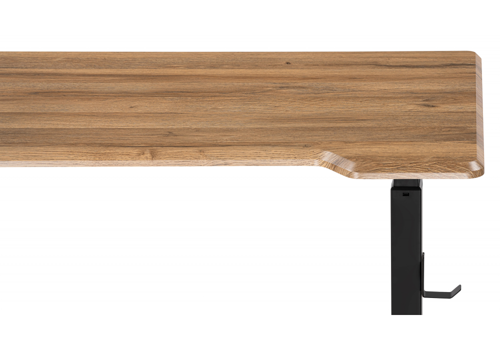 фото компьютерный стол woodville маркос с механизмом подъема дуб вотан / черный 578403 | 220svet.ru