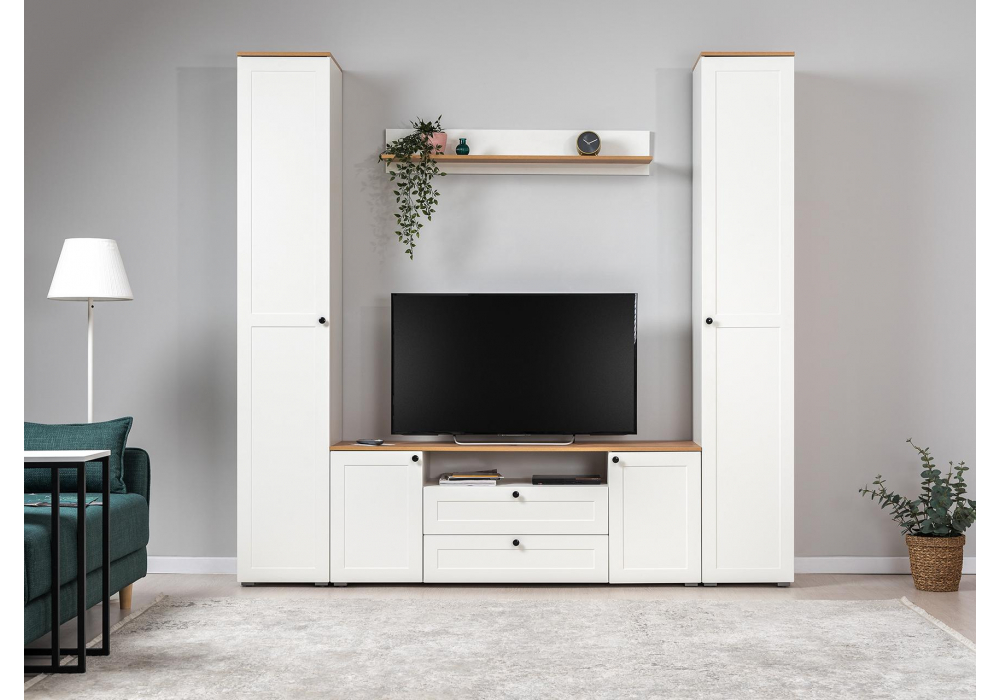 фото шкаф woodville опра белый шагрень / дуб золотой craft 560070 | 220svet.ru