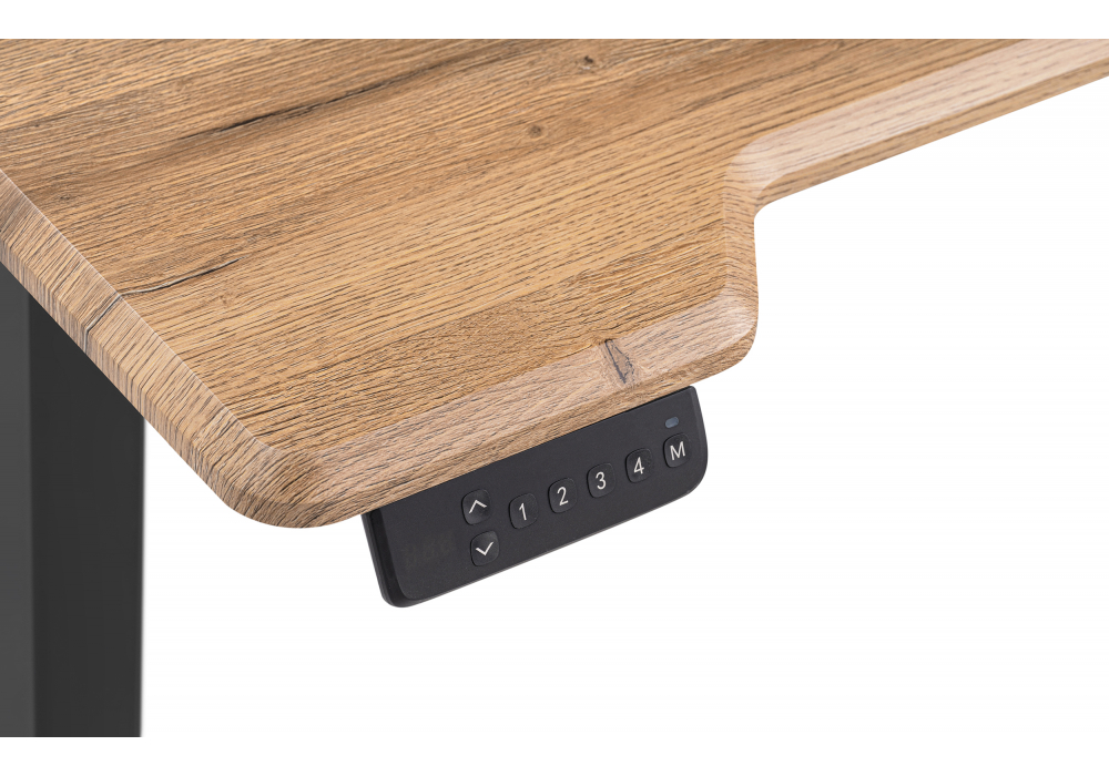 фото компьютерный стол woodville маркос с механизмом подъема дуб вотан / черный 578403 | 220svet.ru