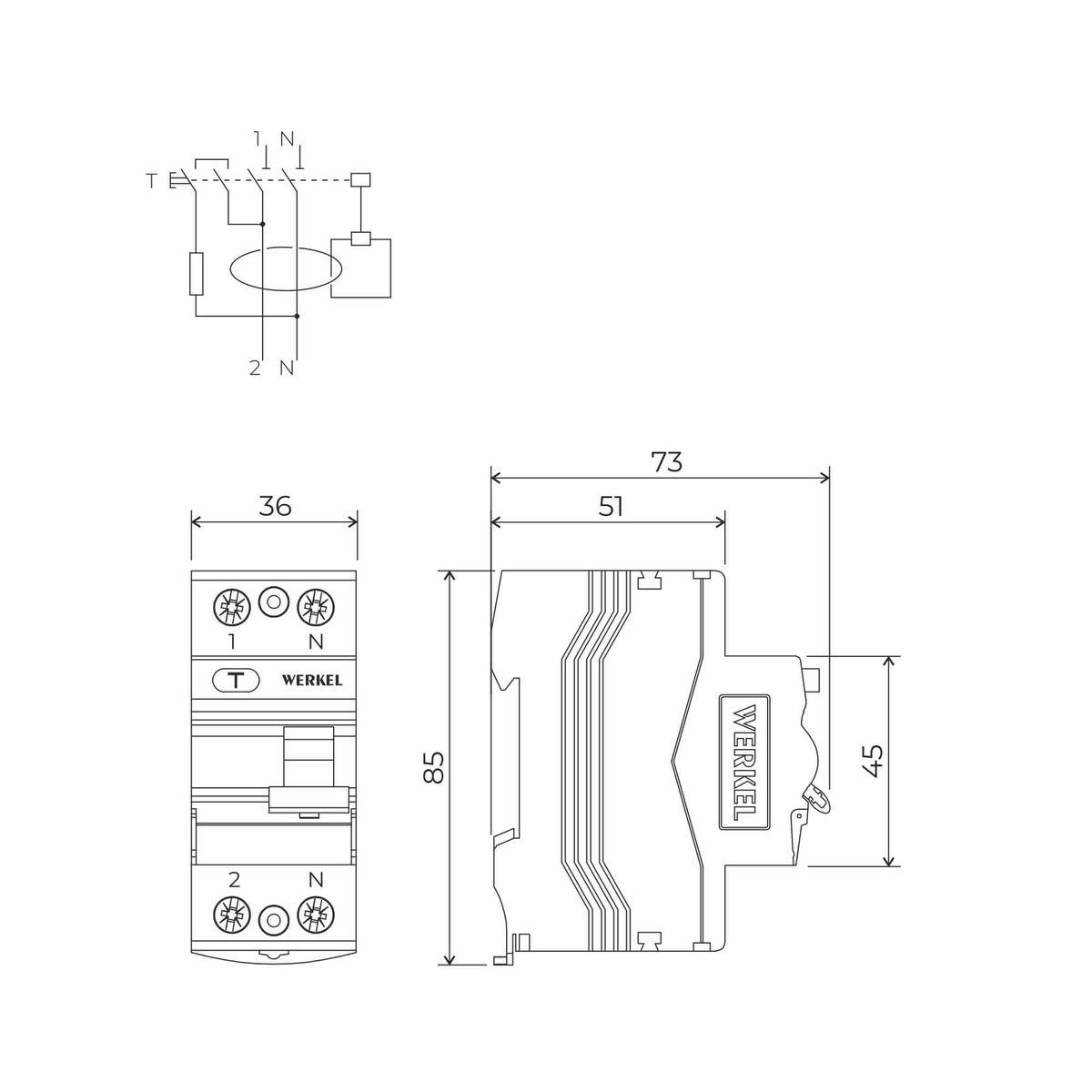 фото устройство защитного отключения werkel 1p+n 40a 100mа ас 6kа w812p404 | 220svet.ru
