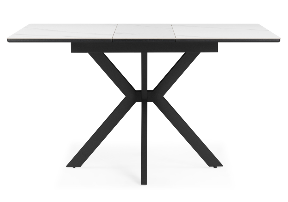 фото керамический стол 100(130)x70 раскладной woodville гардинг белый мрамор / черный 676462 | 220svet.ru