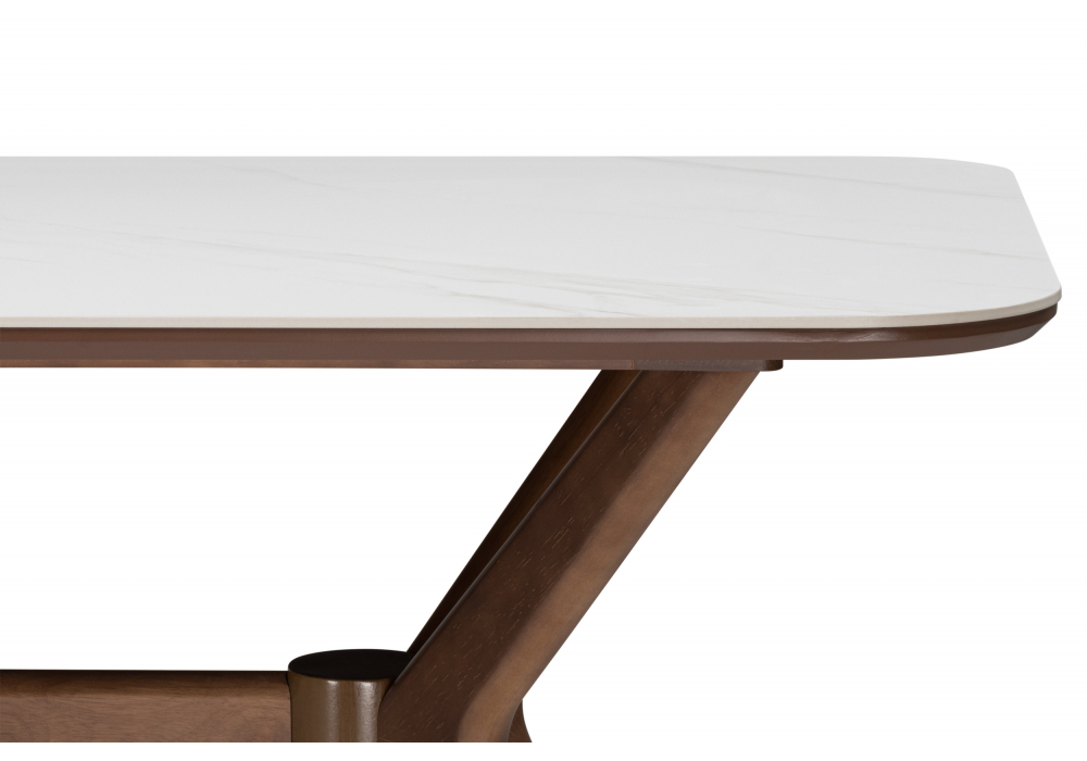 фото керамический стол woodville unika белый мрамор / орех 15975 | 220svet.ru