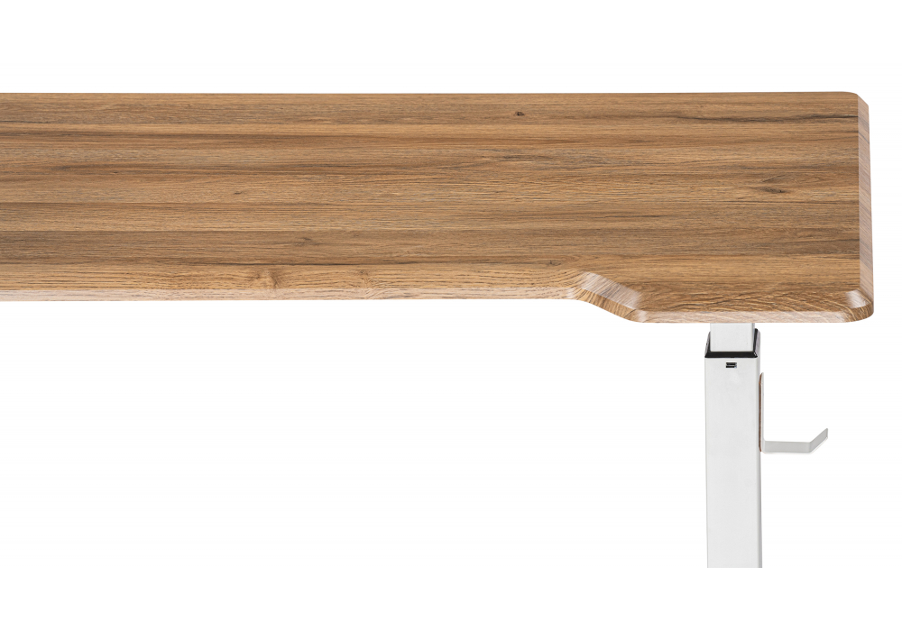 фото компьютерный стол woodville маркос с механизмом подъема белый / вотан дуб 578482 | 220svet.ru