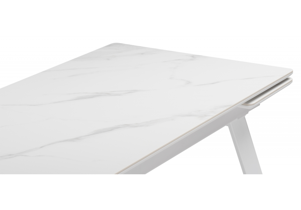 фото керамический стол раскладной 140(200)х80 woodville норман мрамор alpin белый 617085 | 220svet.ru