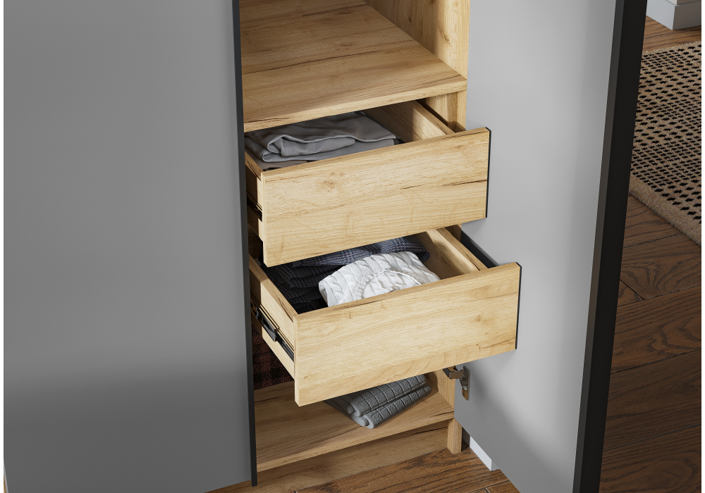 фото шкаф woodville графит серый / дуб крафт золото 586592 | 220svet.ru