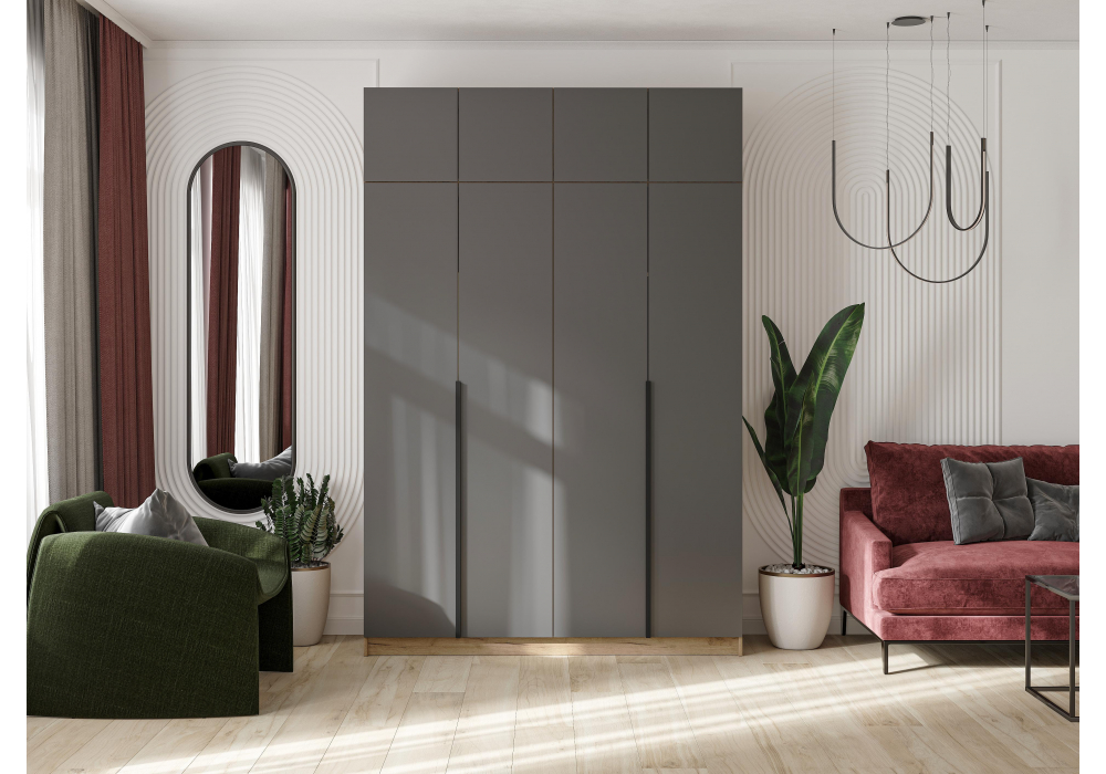 фото шкаф woodville широн графит серый / дуб крафт золото 586597 | 220svet.ru