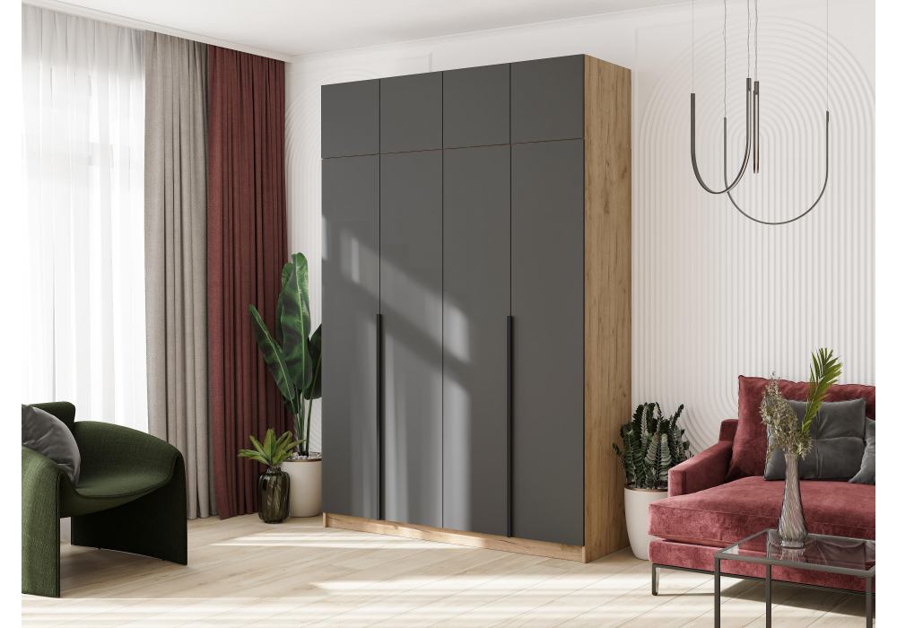 фото шкаф woodville широн графит серый / дуб крафт золото 586597 | 220svet.ru