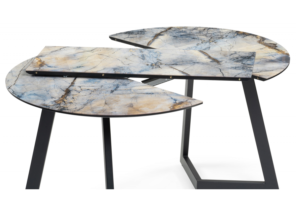 фото стол стеклянный раздвижной woodville алинг 100(140)х100х76 магеллан / черный 532385 | 220svet.ru